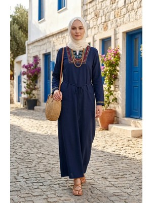 Şile Uzun Kol Elbise 6550-02 Lacivert