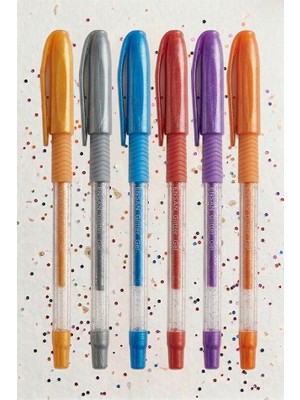 Artlantis Simli Jel Kalem 6 Renk 1.0mm Akıcı Yazım Pensan Simli Jel Kalem Tükenmez Simli Kalem Simli Pilot Kalem Canlı