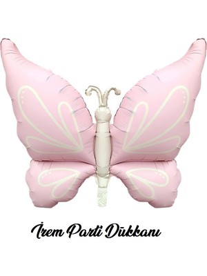 İrem Parti Dükkanı Pastel Pembe Kelebek Folyo Balon Büyük Boy 94 x 73
