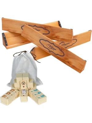 MSMETİCARET Kişiye Özel Ahşap Okey Takımı Büyük Boy - Kumaş / Kartontaşıma Çantalı | Melamin Taşlı V.ı.p Set |