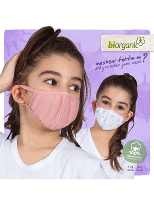 Bibaby Organik Maske 2li Sincaplı Beyaz - Pembe