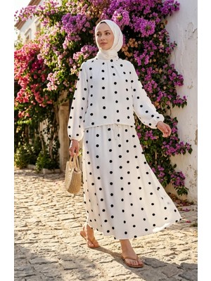 Ponpon Detaylı Ikili Takım 0260-01 Beyaz