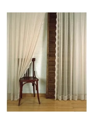 Vivense Massarelli Fon Örme Tül Dantelli Bej Rengi Pilesiz 260X260