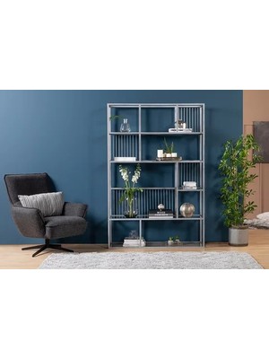 Vivense Lola Silver Metal Kitaplık, Gri 120 cm