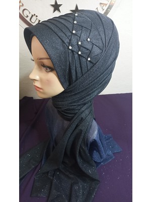 Simli Siyah Beyoğlu Taşlı Model Duvak,hazır Duvak,düğün,hazır Şal,hazır Türban,abiye Şal,sünnet,nişan,söz