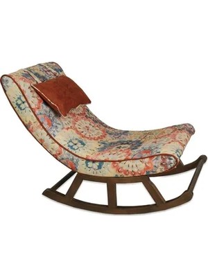 Vivense Miskin Sallanan Sandalye, Çiçekli, Ahşap, Ceviz Ayak