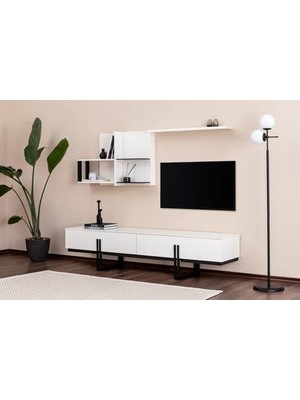 Vivense Line Tv Ünitesi Alt Üst Blok , Sedef Siyah