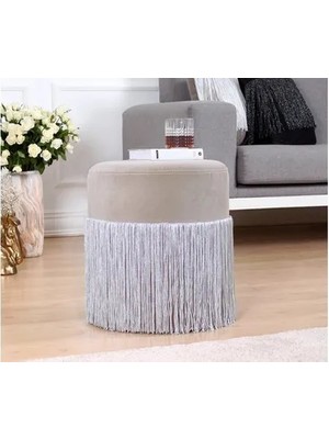 Vivense Merkür Püsküllü Puf, Gri