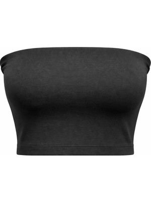 Mixray 2082 Kadın Straplez Basic Crop Top Bluz Siyah