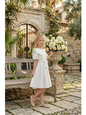 Pina Kids Kız Çocuk Güllü Kısa Kollu Elbise ELB2014