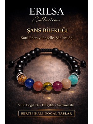 Erilsa Sertifikalı Bereket Şans Bilekliği - Jasper Akik Yakut Amazonit Kalsit Amazonit 8 mm Doğal Taş