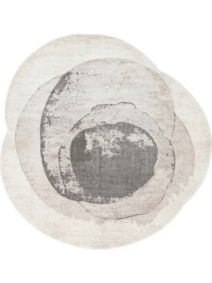 Akbel Halı Utopia Utp 02 Krem Gri Amorf Tasarımlı Modern Viskon Halı Asimetrik Kesim Yıkanabilir Salon Halısı