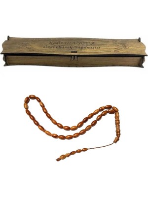 Hediye Vakti Kişiye Özel Isim Yazılı Ahşap Kutulu Kuka Tesbih Seti - Erkeğe Hediye