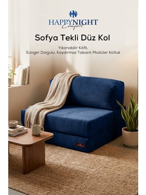 Happynight Comfort Sofya Tekli Koltuk Düz Kol| Oyun Koltuğu | Sünger Koltuk | Sinema Koltuğu. 90X90 cm | Fitilli Kadife