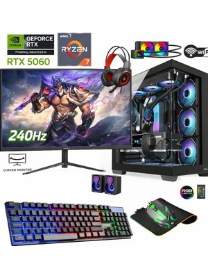 Apphirex Ghost X50 Ryzen 7 5700X 16GB Ram 512GB M2 SSD RTX5060 24'' 240Hz Masaüstü Oyuncu Bilgisayarı