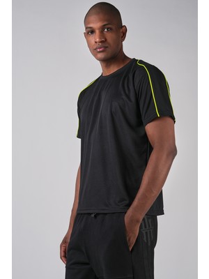 Ex-pent Erkek Siyah, Biyeli Spor T-Shirt