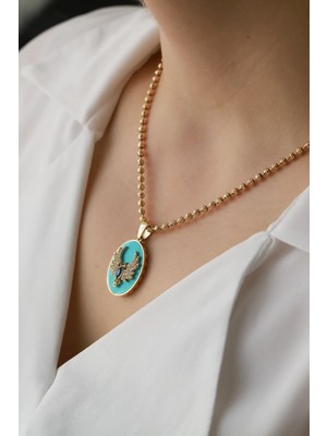 Aydın Kuyumculuk 14 Ayar Altın,turkuaz Renkli Anka Kuşu Kolye AGKLY703