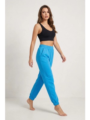 Hiccup Kadın My Fashıon Lastik Belli Düz Jogger Eşofman Maya Mavisi