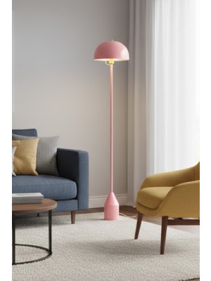Luzarana Toms Pembe Lambader  Modern Dekoratif Metal Tasarım Şık Yerden Aydınlatma Lambası