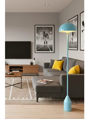 Luzarana Toms Mavi Lambader  Modern Dekoratif Metal Tasarım Şık Yerden Aydınlatma Lambası