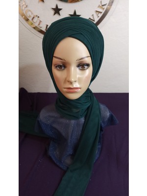 Simsiz Zümrüt Yeşili Sarma Model Duvak,hazır Duvak,düğün,hazır Şal,hazır Türban,abiye Şal,sünnet,nişan,söz