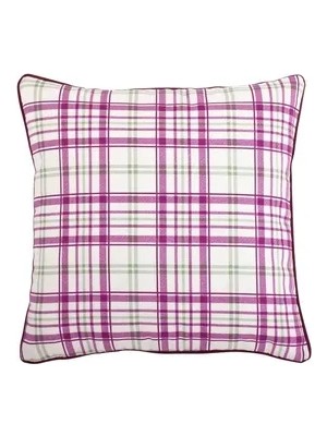 Vivense Elegance Ekose Desenli Kare Kırlent Kılıfı Lal Rengi