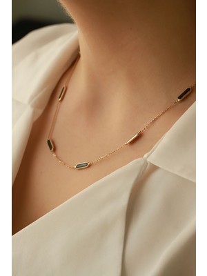 Aydın Kuyumculuk 14 Ayar Altın,siyah Taşlı Kolye AGKLY679