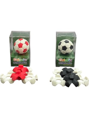Silka 3D Puzlle Taraftar Silgi 2'li Set ( Beyaz-Siyah  & Kırmızı-Beyaz )