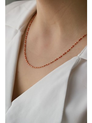 Aydın Kuyumculuk 14 Ayar Altın,kırmızı Sıralı Boncuklu Kolye AGKLY694