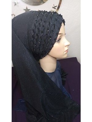 Simli Siyah Ayduvaklı Full Işlemeli Duvak,hazır Duvak,düğün,hazır Şal,hazır Türban,abiye Şal,sünnet,nişan,söz