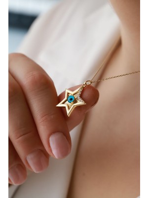 Aydın Kuyumculuk 14 Ayar Altın,gözlü Yıldız Kolye AGKLY699