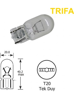 Hayat Store Trifa T20 Dipsiz Park Ampulü Tek Duy 1 Adet Sarı