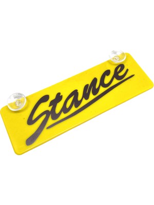 Stance Yazılı Sarı Dekor Plaka Vantuzlu Cam Süsü 22X7.5CM