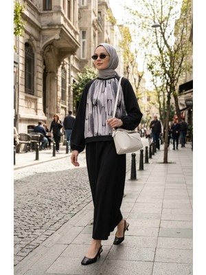 Sefa Merve Geometrik Desenli Tunik Etek Ikili Takım 0257-05 Antrasit