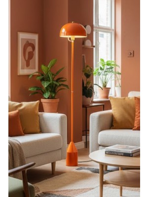 Luzarana Toms Turuncu Lambader  Modern Dekoratif Metal Tasarım Şık Yerden Aydınlatma Lambası