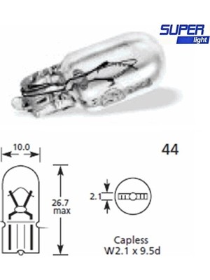 Ergün Store Super Light T10 Dipsiz Halojen Park Ampulü 12V 2'li