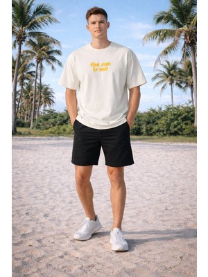 Alexander Gardi Bisiklet Yaka  3D Puf Baskılı Oversize T-Shirt