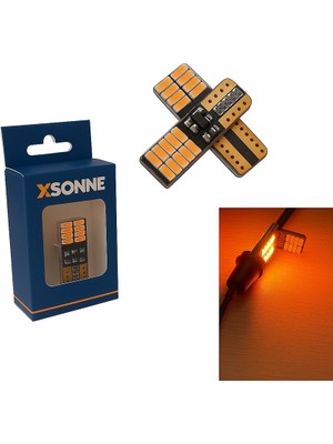 T10 LED Ampul 24 Ledli Canbuslı Park Ampulü 2'li Takım Turuncu