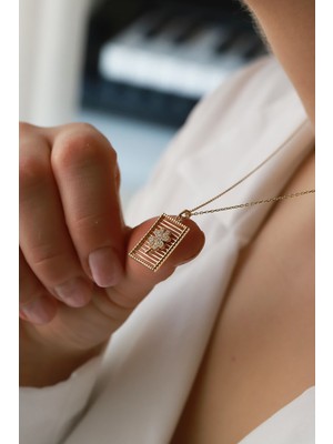 Aydın Kuyumculuk 14 Ayar Altın,yoncalı,çerçeveli Yonca Kolye AGKLY713