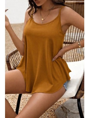 Secret Sita Kadın Ip Askılı Yuvarlak Yakalı Uzun Viskon Bluz