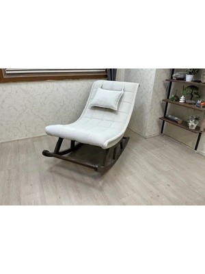 Vivense Miskin Sallanan Sandalye, Krem, Ahşap, Ceviz Ayak