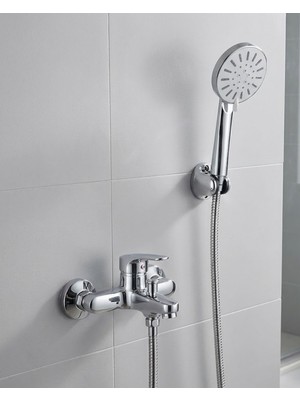 KSB Store 4 Kademeli Krem Duş Seti El Duşu Başlığı Spiral Hortum ve Duvar Askısı - Lisinya