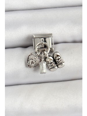 KSB Store 316L Çelik Gümüş Renk Bebek Konsept Nomination Charm - Lisinya
