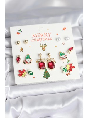 Ergün Store 8 Çift Yılbaşı Temalı Kadın Küpe - Lisinya