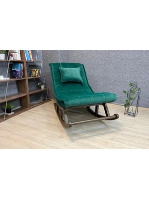 Vivense Miskin Sallanan Sandalye, Yeşil, Ahşap, Ceviz Ayak