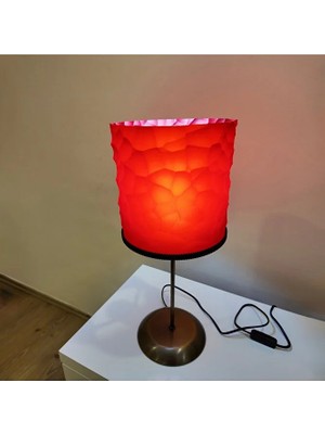 Fractal Modern Kırmızı Masa Lambası 21X21 cm Geometrik Tasarım Dekoratif Abajur (Rgb Ampul Hediyeli)