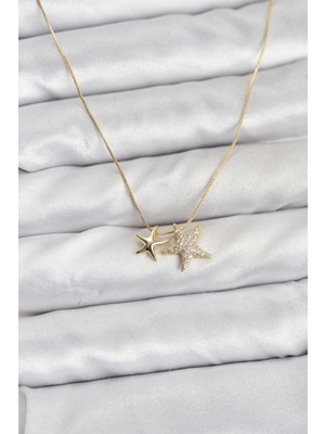 Ergün Store Gold Renk Pirinç Minimal Yıldız Model Kadın Kolye - Lisinya