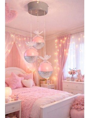 Serçe'den 3lü Şeker LED Genç Kız Odası Sarkıt Avize