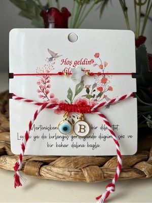 Nergis Collection Nazar Boncuklu Kişiselleştirilmiş Harfli Marteniçka ve Sedefli Yıldız Bileklik Tüm Harfler Mevcuttur