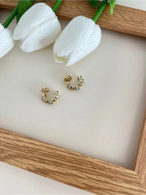 Nergis Collection 14K Zarif Zirkon Taşlı Çelik Küpe Xuping Küpe